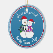 40e Jubileum Gift Fun Snow Paar Kerst Keramisch Ornament (Links)