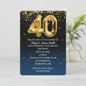 40e Jubileum Gold Balloons Confetti Kaart (Staand voorkant)