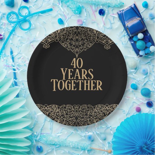 40e Jubileum Gold Lace op zwart Bord (Feest)