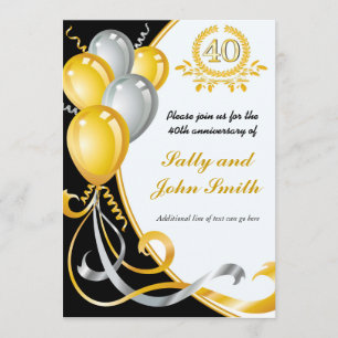 40e Jubileum Gold & Silver Birthday Kaart