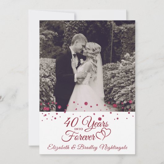 40e Jubileum Hart JAREN IN FOREVER Foto Kaart (Voorkant)