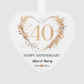 40e Jubileum 💕 Hartvormig Souvenir Keramisch Ornament (voorkant)