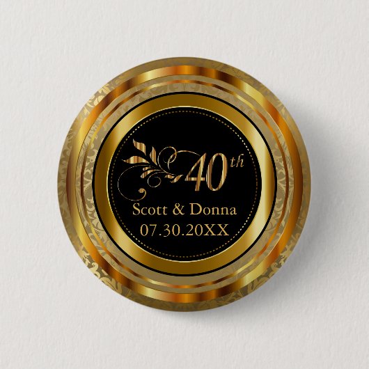 40e Jubileum in goud Ronde Button 5,7 Cm (Voorkant)