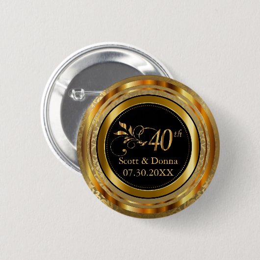 40e Jubileum in goud Ronde Button 5,7 Cm (Voorkant /achterkant)