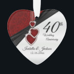 ⭐ 40e Jubileum-keepaardontwerp Ornament<br><div class="desc">⭐ ⭐ ⭐ 5 sterren Review. 🥇 EEN ORIGINEEL KOPYRIGHT ART ONTWERP VAN Donna Siegrist ALLEEN BESCHIKBAAR OP ZAZZLE! 40e, 52e of 80e Ruby Wedding Jubileum Keepomwille Design Ornament klaar voor u om u te personaliseren. Kan ook worden gebruikt voor andere gelegenheden, zoals een verjaardag, vriendschap, een cadeau, enz., door...</div>