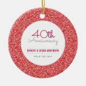 40e Jubileum Keepomwille Faux Red Glitter Keramisch Ornament (Voorkant)