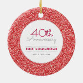 40e Jubileum Keepomwille Faux Red Glitter Keramisch Ornament (Achterkant)