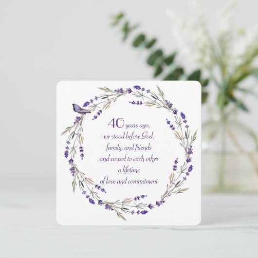40e Jubileum Lavender Wreath Kaart (Staand voorkant)