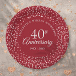 40e Jubileum Love Hearts Confetti Papieren Bordje<br><div class="desc">Met delicate ruby-liefde harten confetti. Geef je een persoonlijk tintje met je speciale 40-jarige ruby-informatie in een chic lettering. Ontworpen door: Thisnotme©</div>