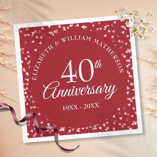 40e Jubileum Love Hearts Confetti Servet
