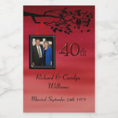 40e Jubileum Lovebirds Photo Wijnlabel Wijn Etiket (Enkel label)