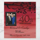 40e Jubileum Lovebirds Photo Wijnlabel Wijn Etiket (Enkel label)