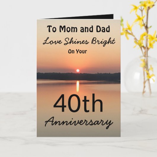 40e Jubileum Mam Pap Love Shines Bright Sunset Kaart (Gele Bloem)