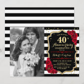 40e Jubileum met foto - Gold Black Red Kaart (Voorkant / Achterkant)