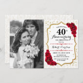 40e Jubileum met foto - Ruby Red Gold Kaart (Voorkant / Achterkant)