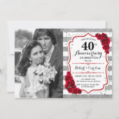40e Jubileum met foto - Ruby Red Silver Kaart (Voorkant)