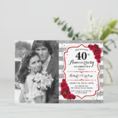 40e Jubileum met foto - Ruby Red Silver Kaart (Staand voorkant)