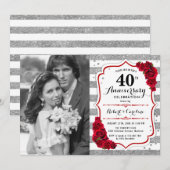 40e Jubileum met foto - Ruby Red Silver Kaart (Voorkant / Achterkant)
