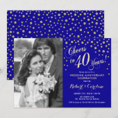 40e Jubileum met foto - Sapphire Blue Gold Kaart (Voorkant / Achterkant)