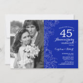 40e Jubileum met foto Sapphire White Floral Kaart (Voorkant)