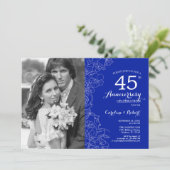40e Jubileum met foto Sapphire White Floral Kaart (Staand voorkant)