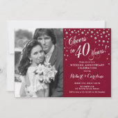 40e Jubileum met foto - Silver Ruby Red Kaart (Voorkant)