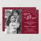 40e Jubileum met foto - Silver Ruby Red Kaart (Voorkant / Achterkant)