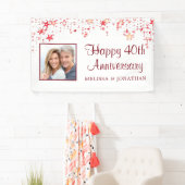 40e Jubileum Modern Ruby Red Stars Foto Spandoek (Insitu)
