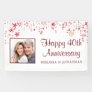 40e Jubileum Modern Ruby Red Stars Foto Spandoek