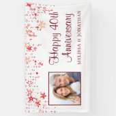 40e Jubileum Modern Ruby Red Stars Foto Spandoek (Verticaal)