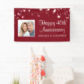 40e Jubileum Modern Ruby Red Stars Foto Spandoek (Insitu)