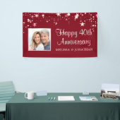 40e Jubileum Modern Ruby Red Stars Foto Spandoek (Beurs)