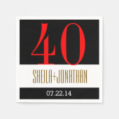 40e Jubileum Modern Zwart Rood Goud V02 Servet (Voorkant)