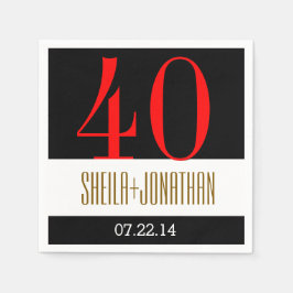 40e Jubileum Modern Zwart Rood Goud V02 Servet