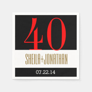 40e Jubileum Modern Zwart Rood Goud V02 Servet