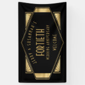 40e Jubileum Namen Art Deco Goud Zwart Spandoek (Verticaal)