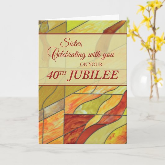 40e jubileum, non, Glas in lood-look Kaart (Gele Bloem)