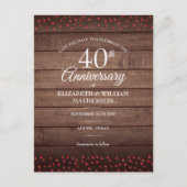 40e Jubileum Opslaan Datum ruby Hartelijk dank Briefkaart (Voorkant)