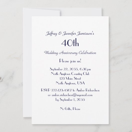 40e Jubileum Partij bloeiend Yucca Floral Kaart (Achterkant)