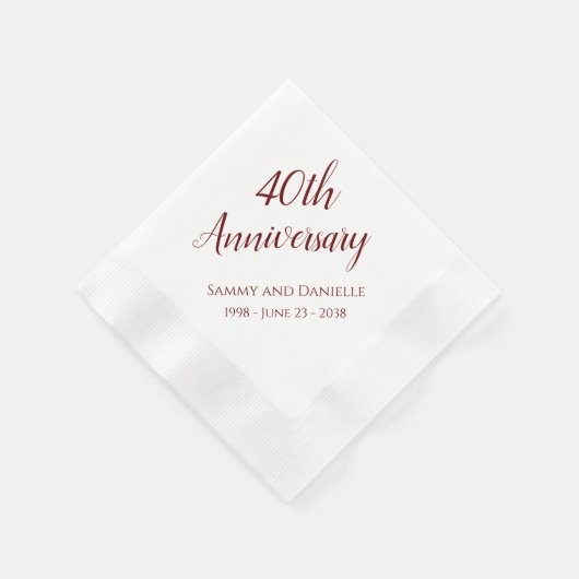 40e Jubileum Partij Gepersonaliseerd Napkins Servet (Hoek)
