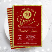 40e Jubileum Partij - Ruby Red Gold Invitation Kaart