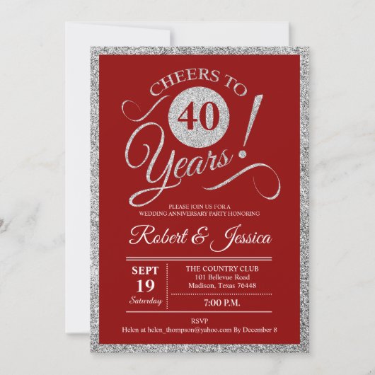 40e Jubileum Partij - Ruby Red Silver Kaart (Voorkant)