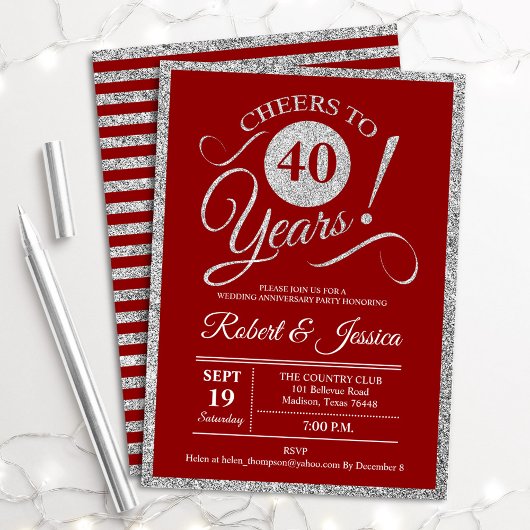 40e Jubileum Partij - Ruby Red Silver Kaart