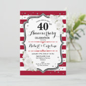 40e Jubileum Partij - Ruby Red White Silver Kaart (Staand voorkant)