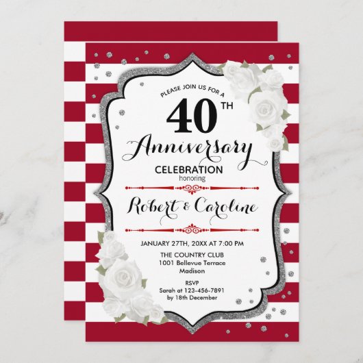40e Jubileum Partij - Ruby Red White Silver Kaart (Voorkant / Achterkant)