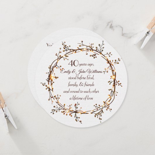 40e Jubileum Party Gloeiende Autumn Berry Krans Kaart (Voorkant / Achterkant in situ)