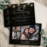 40e Jubileum Party Rustic Wood Lights Save The Date<br><div class="desc">String lichten en houten achtergrond sjabloon ontwerp. Aanpasbaar voor het 40-jarig jubileumfeest,  verander gewoon de tekstuitnodigingen. Digitale downloadbare afdrukbare uitnodiging</div>
