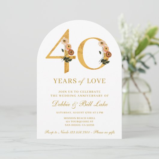 40e Jubileum Party Wildflower 40 jaar liefde Kaart (Staand voorkant)