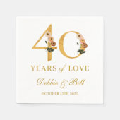 40e Jubileum Party Wildflower 40 jaar liefde Servet (Voorkant)