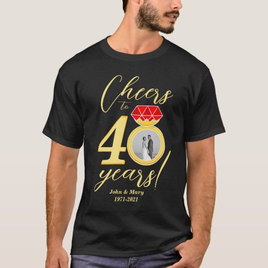 40e Jubileum Proost 40 jaar Trouwfoto T-shirt (Voorkant)